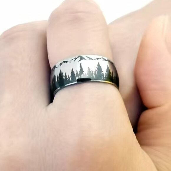 Boho Landscape Mountain and Forest Ring #1139 - Picture 6 of 11